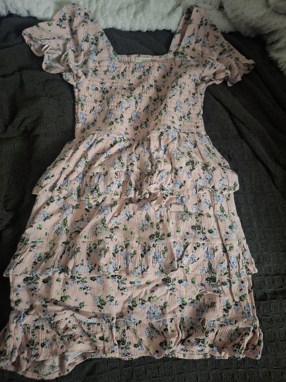 Chelsea & Violet Peach Floral Smocked Ruffle Dress
